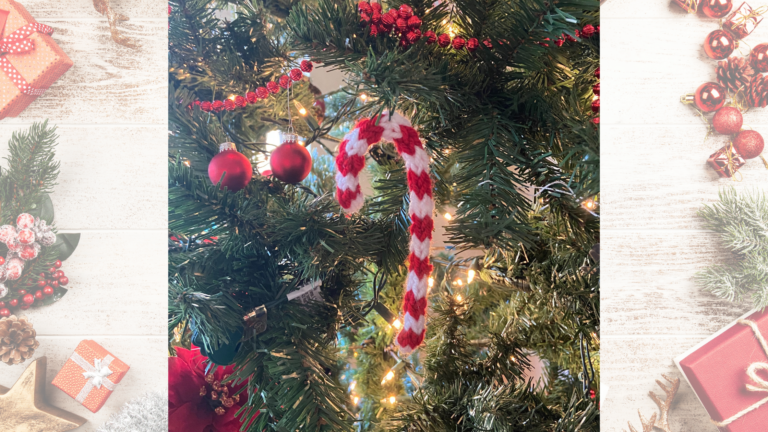 I-Cord Candy Cane Ornament: Free Crochet Pattern